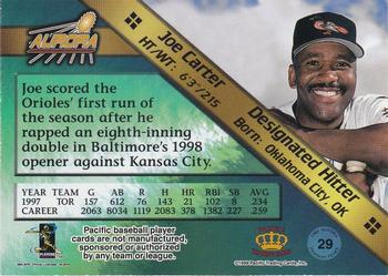 1998 Pacific Aurora - Pennant Fever Red #29 Joe Carter Back