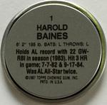 1987 Topps Coins #1 Harold Baines Back
