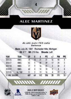 2020-21 Upper Deck MVP #4 Alec Martinez Back