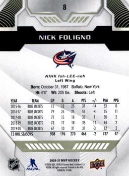 2020-21 Upper Deck MVP #8 Nick Foligno Back