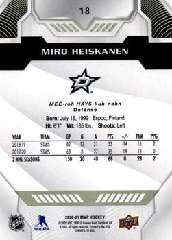 2020-21 Upper Deck MVP #18 Miro Heiskanen Back