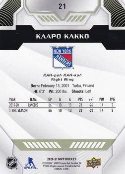 2020-21 Upper Deck MVP #21 Kaapo Kakko Back