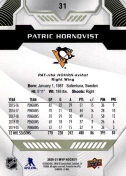 2020-21 Upper Deck MVP #31 Patric Hornqvist Back