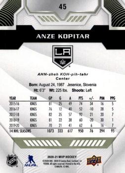 2020-21 Upper Deck MVP #45 Anze Kopitar Back