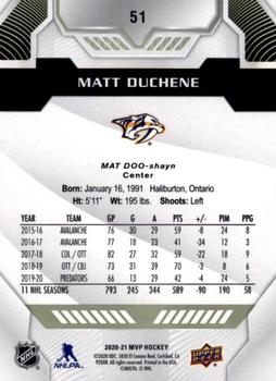 2020-21 Upper Deck MVP #51 Matt Duchene Back