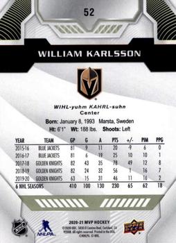 2020-21 Upper Deck MVP #52 William Karlsson Back