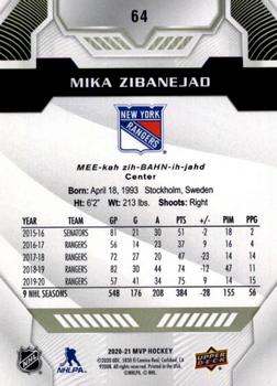 2020-21 Upper Deck MVP #64 Mika Zibanejad Back