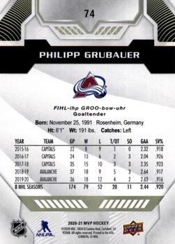 2020-21 Upper Deck MVP #74 Philipp Grubauer Back