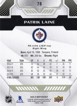 2020-21 Upper Deck MVP #78 Patrik Laine Back