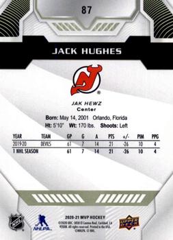 2020-21 Upper Deck MVP #87 Jack Hughes Back