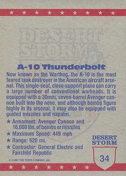 1991 Topps Desert Storm #34 A-10s in Formation Back