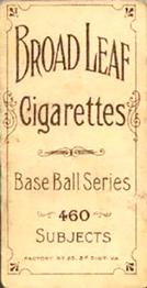 1909-11 American Tobacco Company T206 White Border #NNO Gabby Street Back