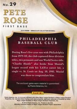 2014 Panini Immaculate Collection - Premium Material #29 Pete Rose Back