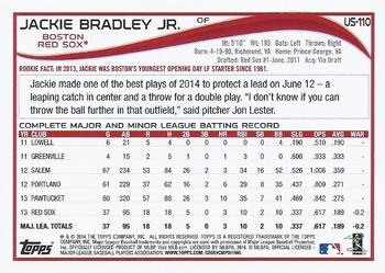 2014 Topps Update - Walmart Blue Border #US-110 Jackie Bradley Jr. Back