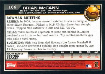 2010 Bowman #166 Brian McCann Back