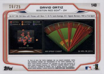 2014 Bowman Chrome - Orange Refractors #140 David Ortiz Back