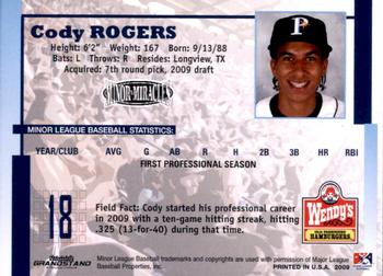 2009 Grandstand Princeton Rays #NNO21 Cody Rogers Back