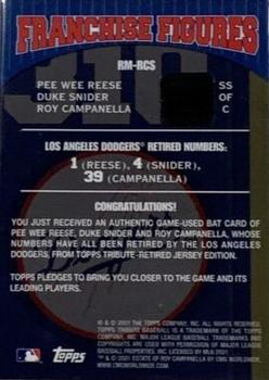 2001 Topps Tribute - Franchise Figures Relics #RM-RSC Pee Wee Reese / Duke Snider / Roy Campanella Back