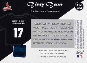 2001 Topps Tribute - Game Worn Relics #RJ-DD Dizzy Dean Back