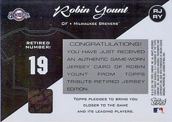 2001 Topps Tribute - Game Worn Relics #RJ-RY Robin Yount Back