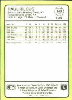 1989 Donruss Baseball's Best #149 Paul Kilgus Back