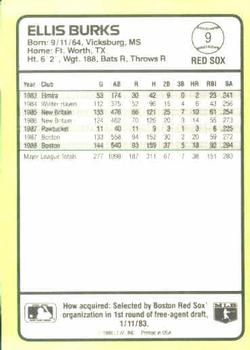 1989 Donruss Baseball's Best #9 Ellis Burks Back