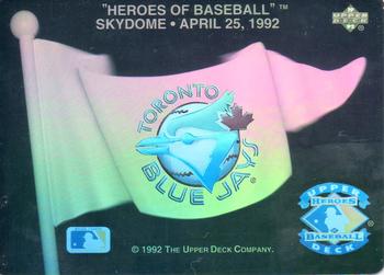 1992 Upper Deck - Heroes of Baseball Pennant Holograms #NNO Toronto Blue Jays Front