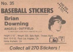 1983 Fleer Star Stickers #35 Brian Downing Back
