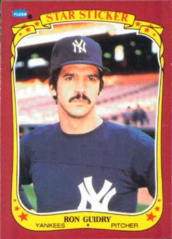 1986 Fleer Star Stickers #48 Ron Guidry Front