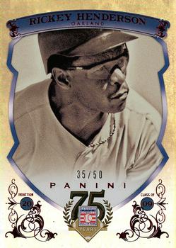 2014 Panini Hall of Fame 75th Year Anniversary - Blue Frame Red #92 Rickey Henderson Front