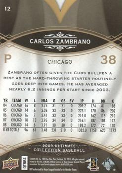 2009 Upper Deck Ultimate Collection #12 Carlos Zambrano Back