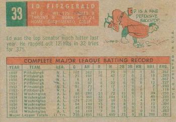 1959 Topps Venezuelan #33 Ed Fitzgerald Back