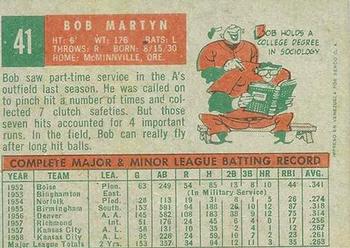 1959 Topps Venezuelan #41 Bob Martyn Back