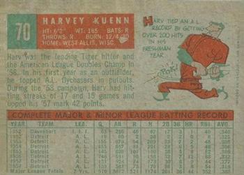 1959 Topps Venezuelan #70 Harvey Kuenn Back