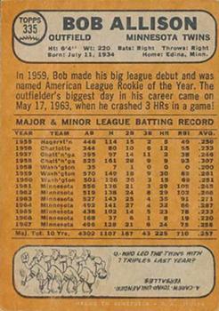 1968 Topps Venezuelan #335 Bob Allison Back