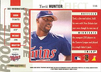 1997 Select #116 Torii Hunter Back