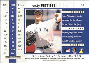 1997 Select #58 Andy Pettitte Back