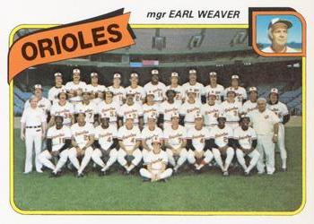 1980 Topps - Team Checklists #404 Baltimore Orioles / Earl Weaver Front