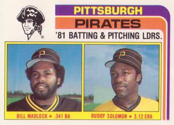 1982 Topps - Team Leaders / Checklists #696 Pirates Leaders / Checklist (Bill Madlock / Buddy Solomon) Front