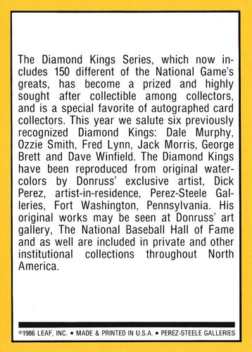 1987 Donruss - Super Diamond Kings #27 Checklist Back