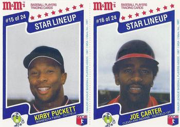 1987 M&M's Star Lineup - Panels #15-16 Kirby Puckett / Joe Carter Front