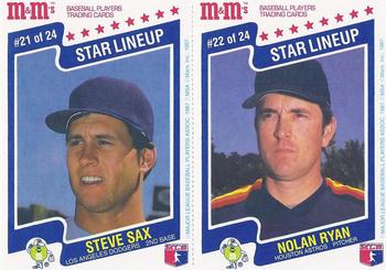 1987 M&M's Star Lineup - Panels #21-22 Steve Sax / Nolan Ryan Front