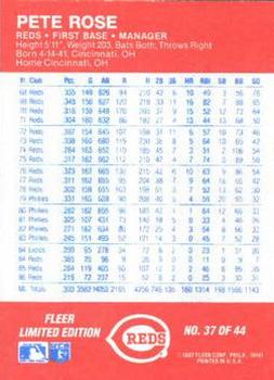 1987 Fleer Baseball All-Stars #37 Pete Rose Back