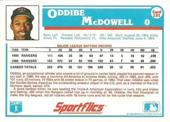 1987 Sportflics #131 Oddibe McDowell Back