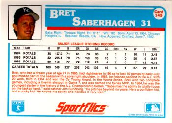 1987 Sportflics #145 Bret Saberhagen Back