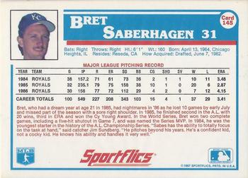 1987 Sportflics #145 Bret Saberhagen Back