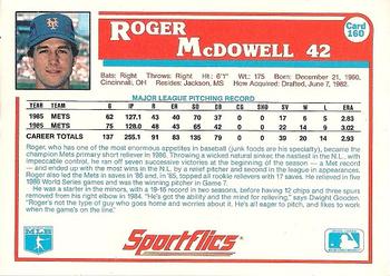 1987 Sportflics #160 Roger McDowell Back