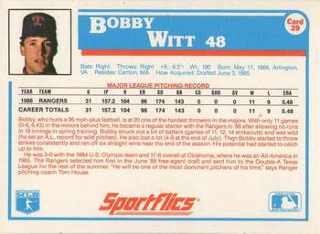 1987 Sportflics #39 Bobby Witt Back