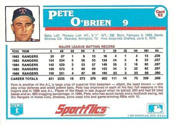 1987 Sportflics #52 Pete O'Brien Back
