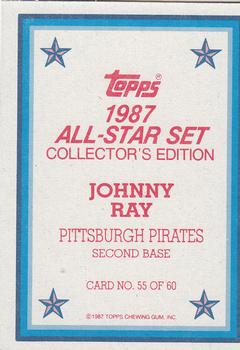 1987 Topps - 1987 All-Star Set Collector's Edition (Glossy Send-Ins) #55 Johnny Ray Back